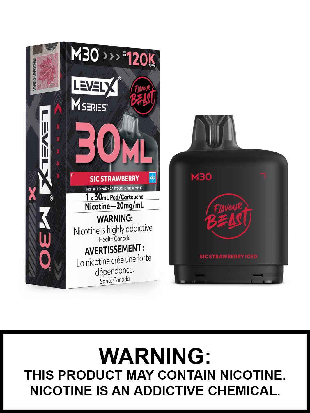 Sic Strawberry Iced Level X M Series Pods, M30 Pod 120K Puffs