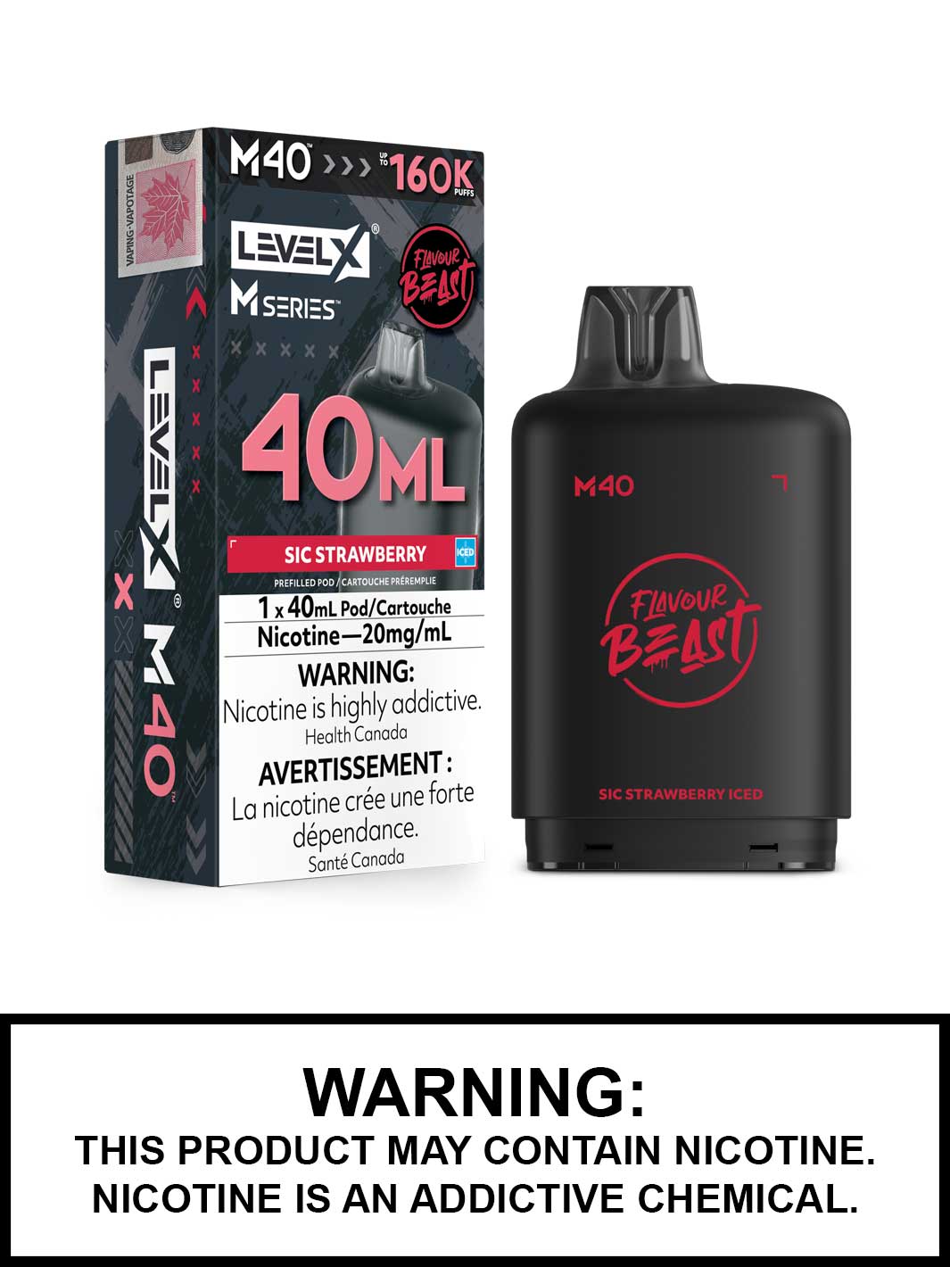 Sic Strawberry Iced Level X M Series Pods, M40 Pod 160K Puffs