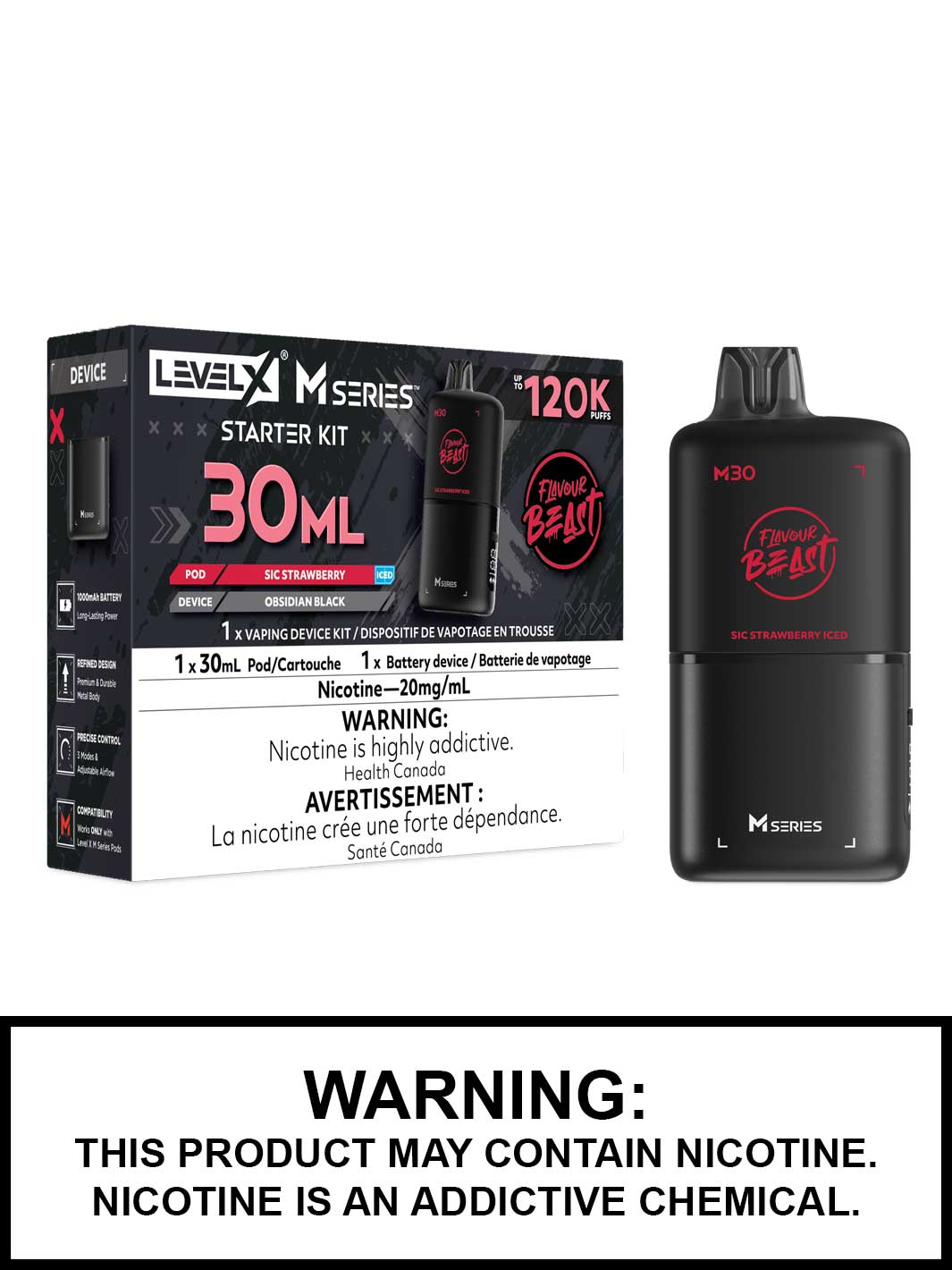 Sic Strawberry Iced Level X M Series Starter Kit, M30 120K Puffs