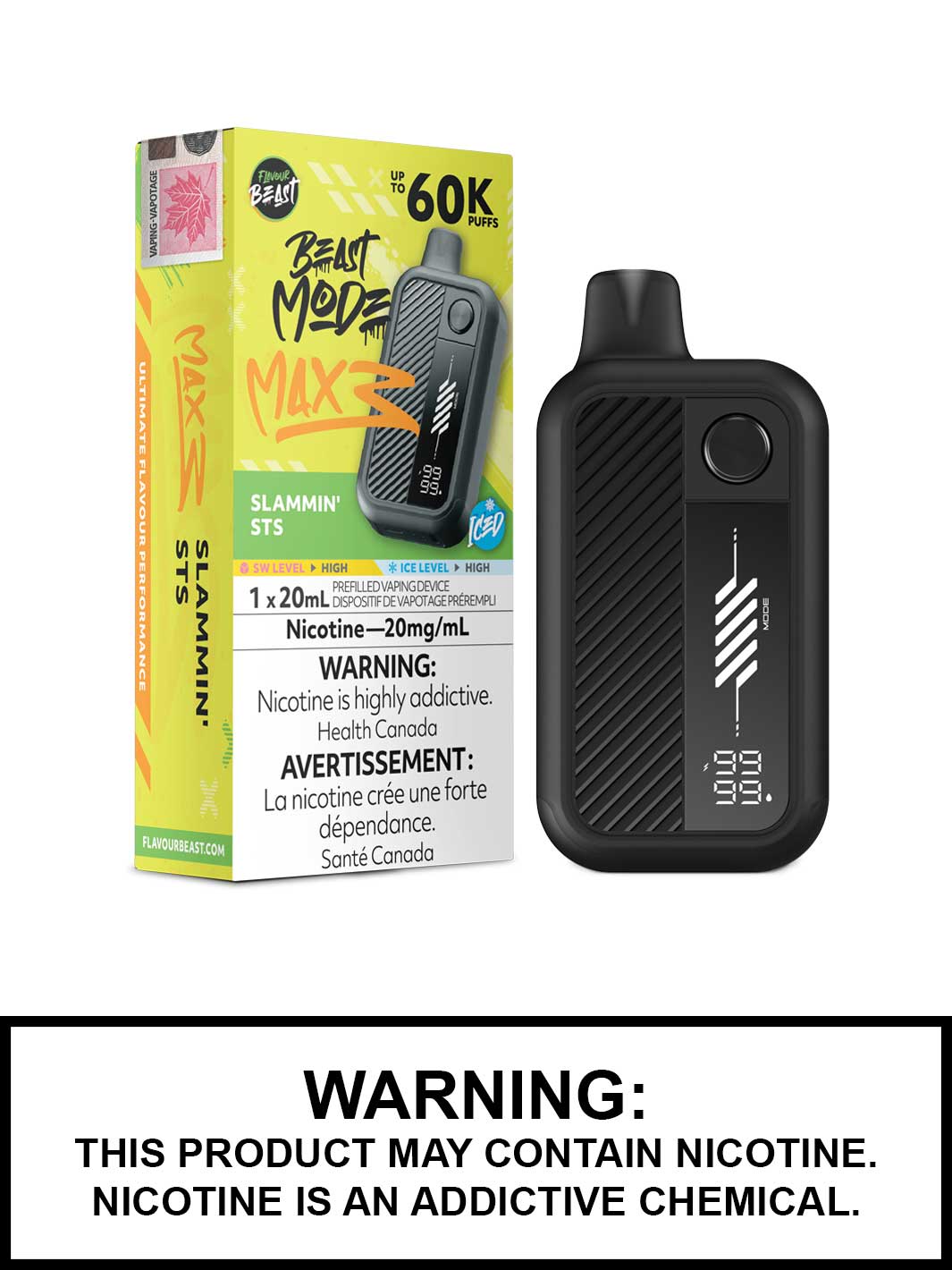 Slammin STS Iced Flavour Beast Beast Mode Max 3 Disposable Vape, 60K Puffs