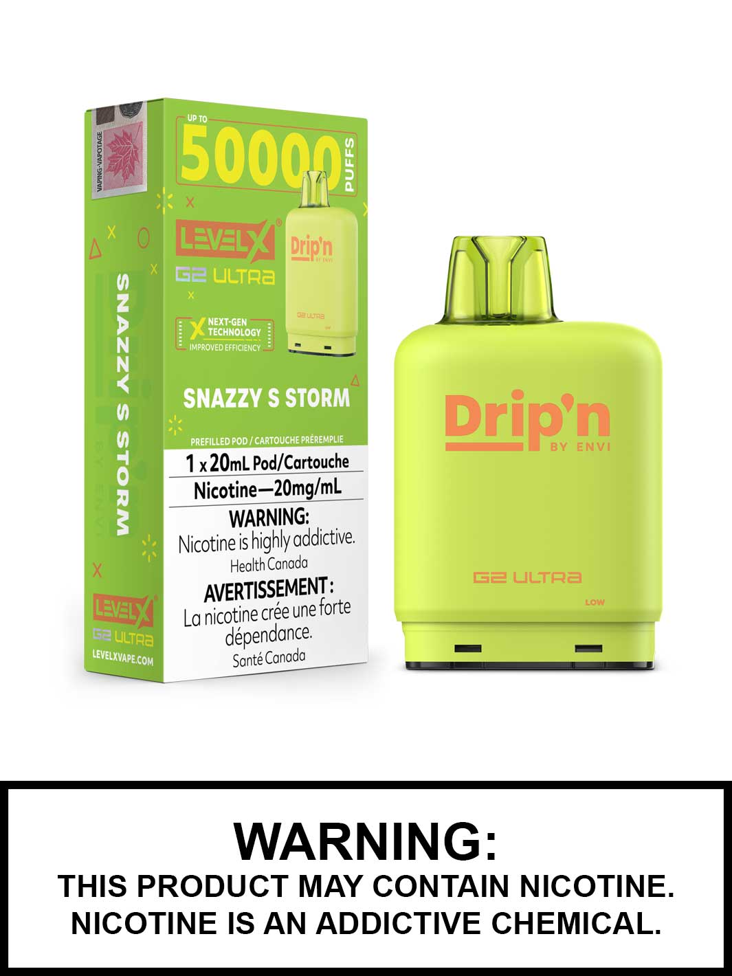 Snazzy S Storm Drip'n Level X Ultra Pods, 50K Puffs