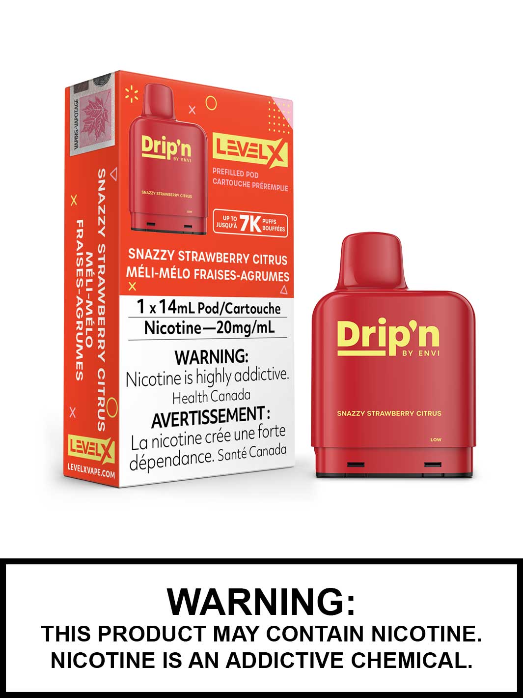 Snazzy Strawberry Citrus Drip'n Level X Pods, Drip'n Vape Pods, Vape360 Canada