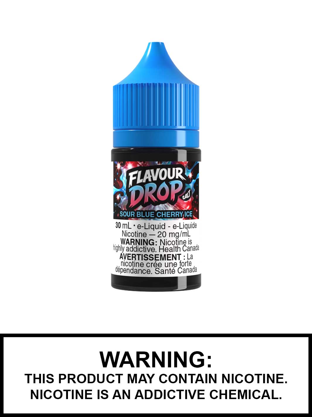 Sour Blue Cherry Ice Flavour Drop Salt Nic Vape Juice, 30mL Nic Salts