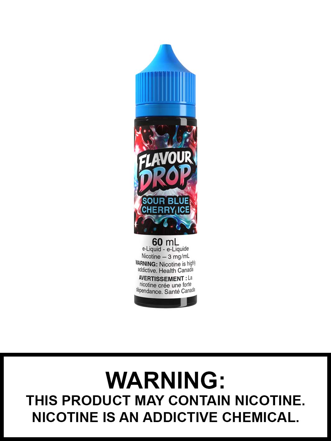 Sour Blue Cherry Ice Flavour Drop Vape Juice, 60mL Freebase