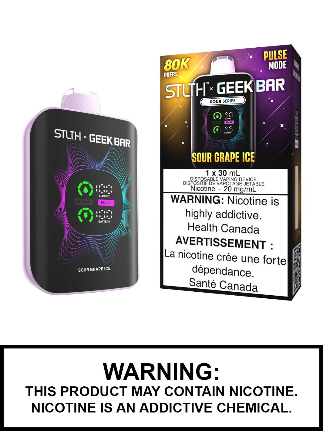 Sour Grape Ice STLTH x Geek Bar Disposable Vape, STLTH 80K