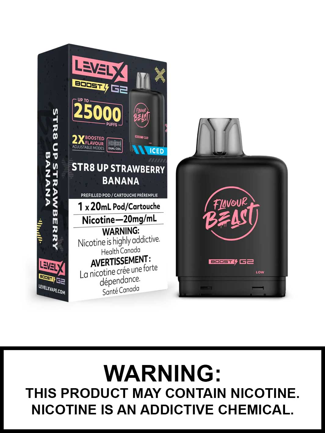 Str8 Up Strawberry Banana Iced Flavour Beast Level X Boost G2 Pods Str8 Up Strawberry Banana Iced Flavour Beast Level X Boost G2 Pods