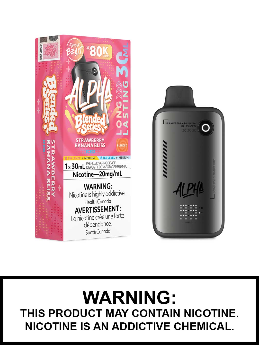 Strawberry Banana Bliss Iced Flavour Beast Alpha 80K Disposable Vape