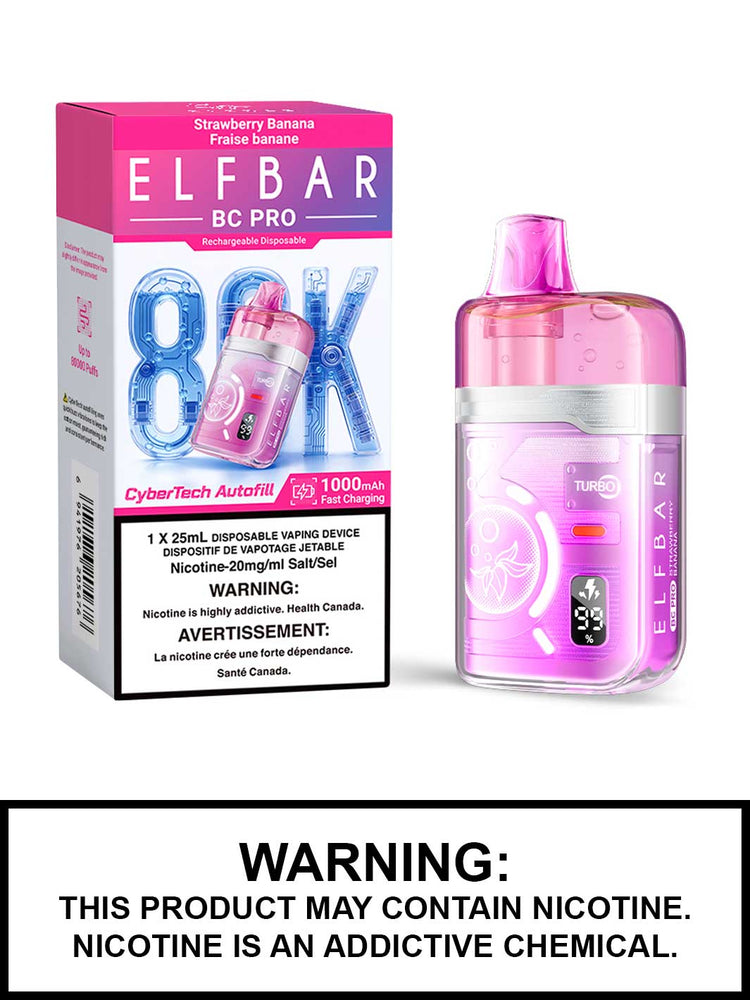Strawberry Banana Elf Bar BC Pro 80K Disposable Vape, 80,000 Puff Disposable Vape