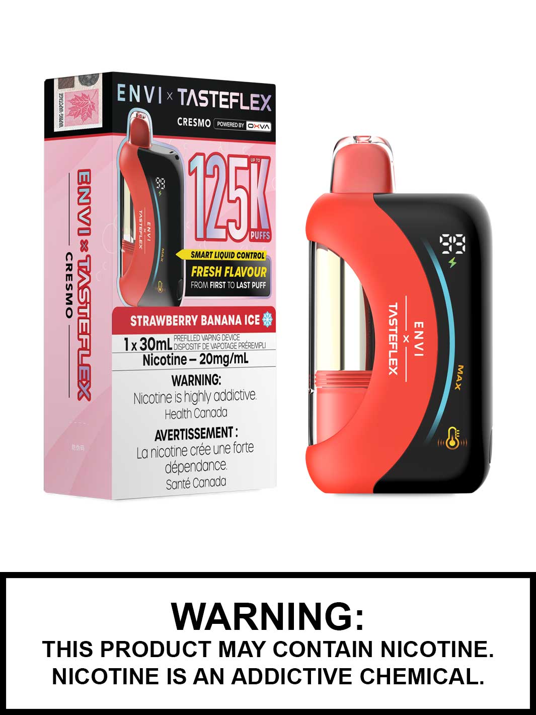 Strawberry Banana Ice Cresmo ENVI x Tasteflex 125K Disposable Vape, ENVI Vape