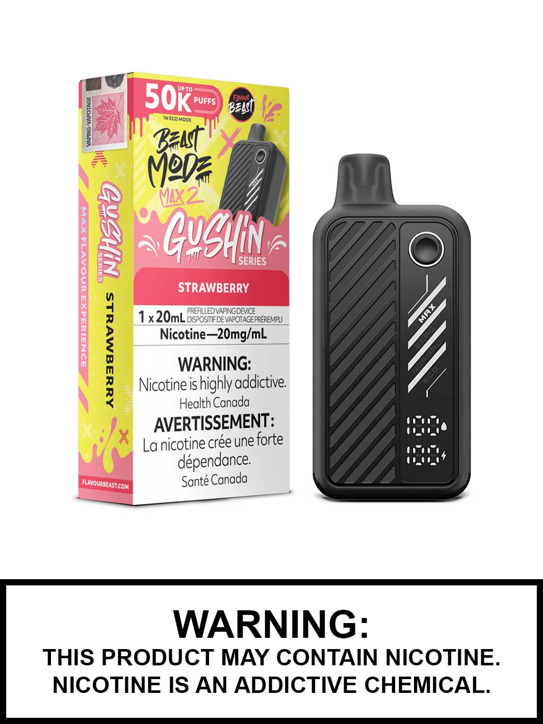 Gushin Series StrawberryFlavour Beast Beast Mode Max 2 Disposable Vape, Flavour Beast Vape, Vape360 Canada