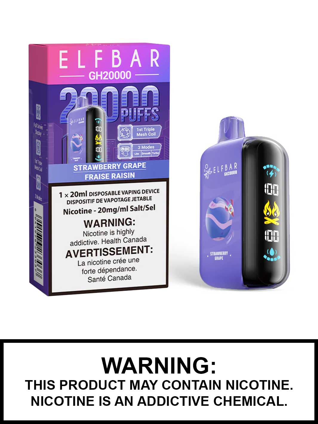 Strawberry Grape Elf Bar GH20000, Elf Bar 20K, Vape360 Canada