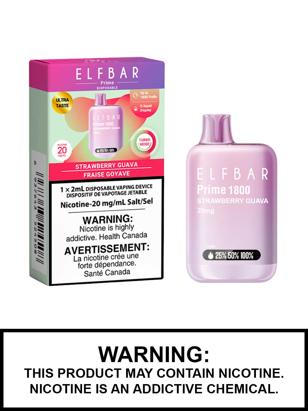 Strawberry Guava Elfbar Prime 1800 Disposable Vape, Elf Bar Prime Canada