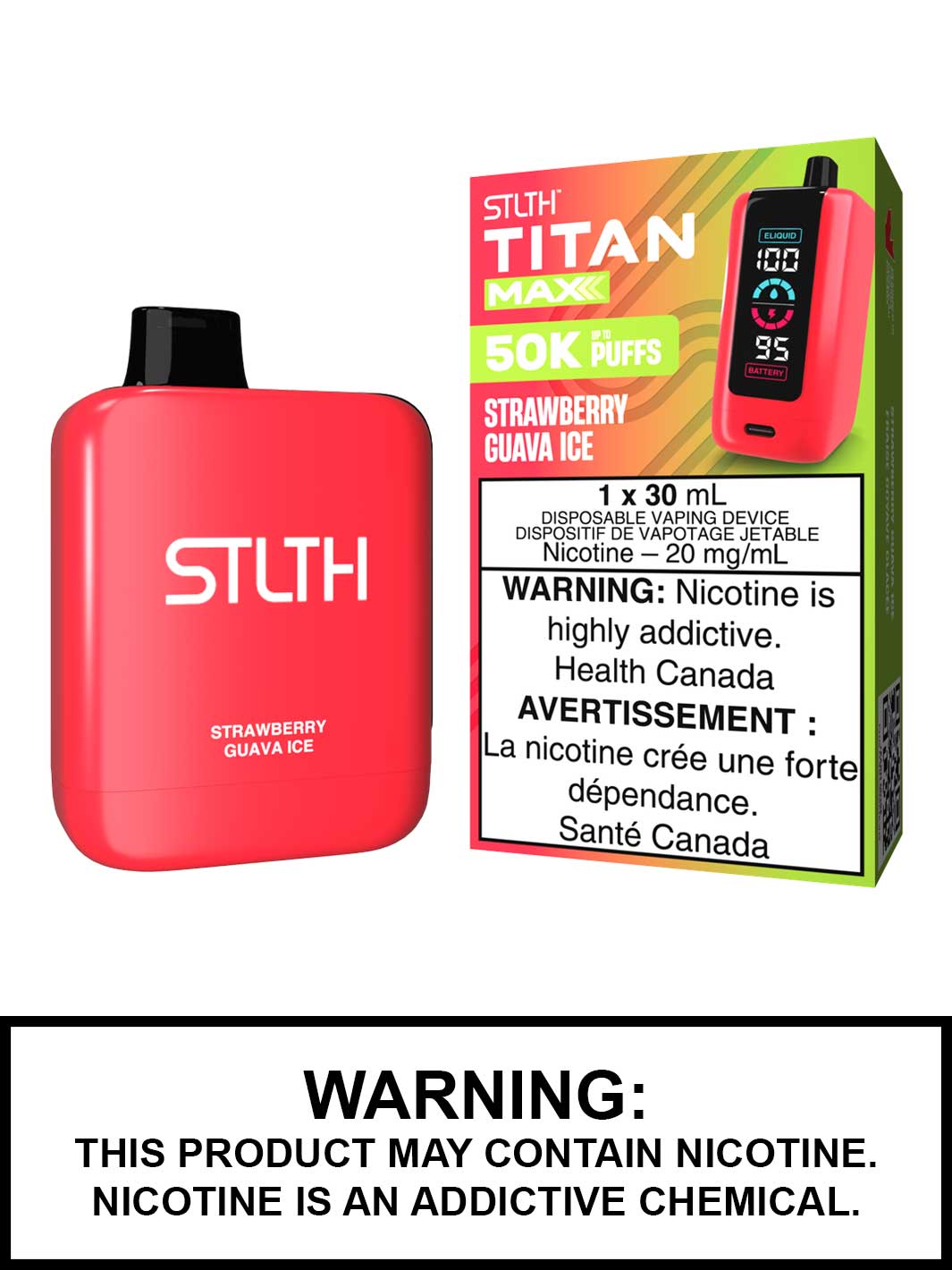 Strawberry Guava Ice STLTH Titan Max Disposable Vape, STLTH Vape, Vape360 Canada