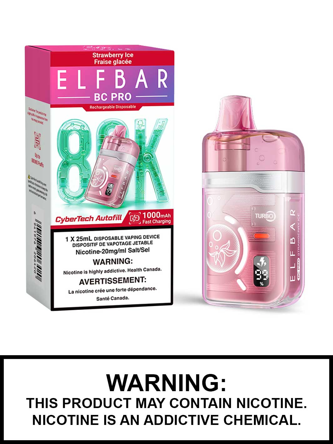 Strawberry Ice Elf Bar BC Pro 80K Disposable Vape Strawberry Ice Elf Bar BC Pro 80K Disposable Vape