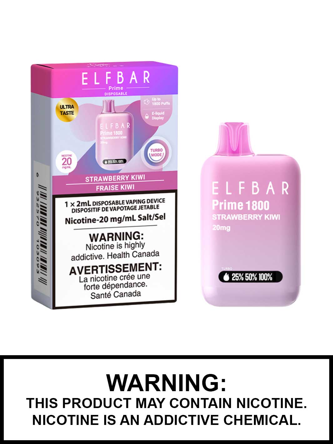 Strawberry Kiwi Elfbar Prime 1800 Disposable Vape, Elf Bar Prime Canada