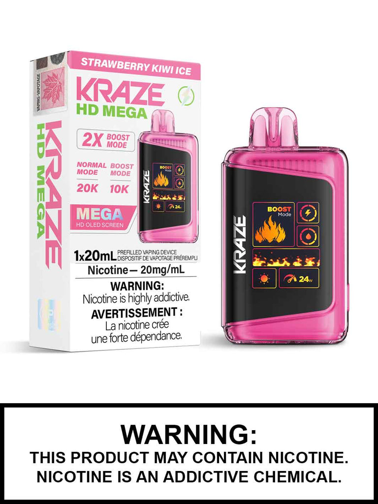 Strawberry Kiwi Ice Kraze HD Mega 20K Disposable Vape