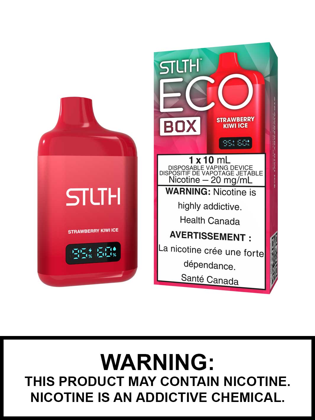 Strawberry Kiwi Ice STLTH Eco Box Disposable Vape, STLTH Vape, Vape360 Canada