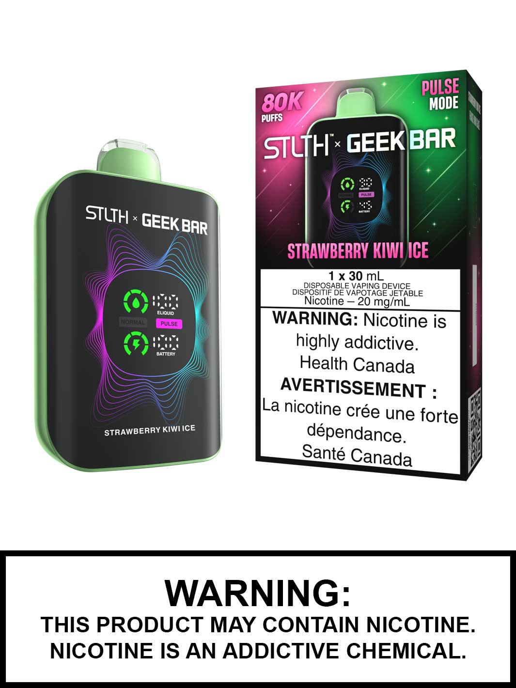 Strawberry Kiwi Ice STLTH x Geek Bar Disposable Vape, Geek Bar Pulse Canada, Vape360
