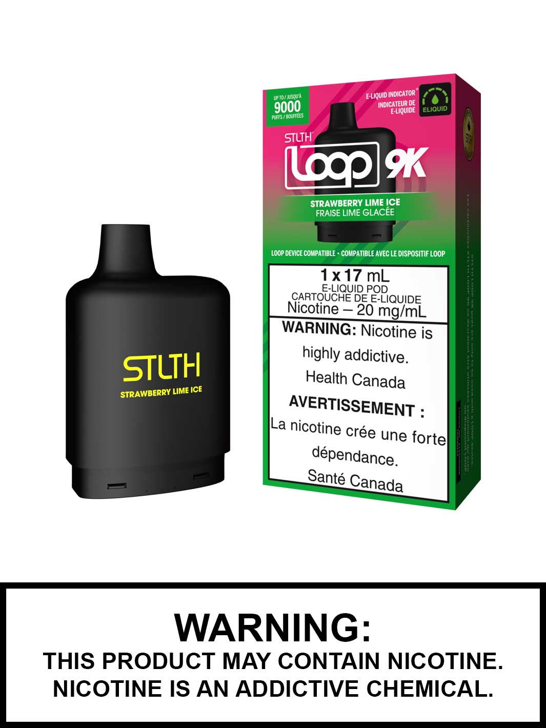 Strawberry Lime Ice STLTH Loop 9K Pods, Loop Pods, Vape360 Canada