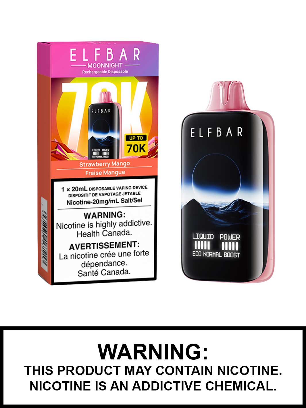 Strawberry Mango Elf Bar MoonNight 70K Disposable Vape, Elf Bar Vape, Vape360 Canada