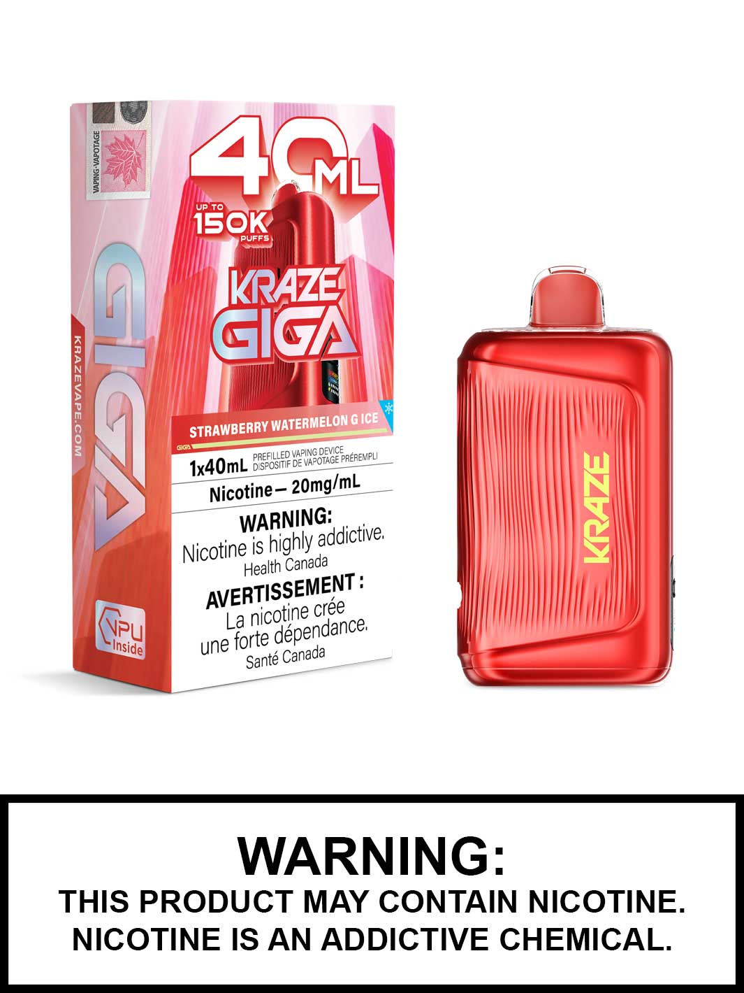 Strawberry Watermelon G Ice Kraze Giga 150K Disposable Vape, Kraze Vape