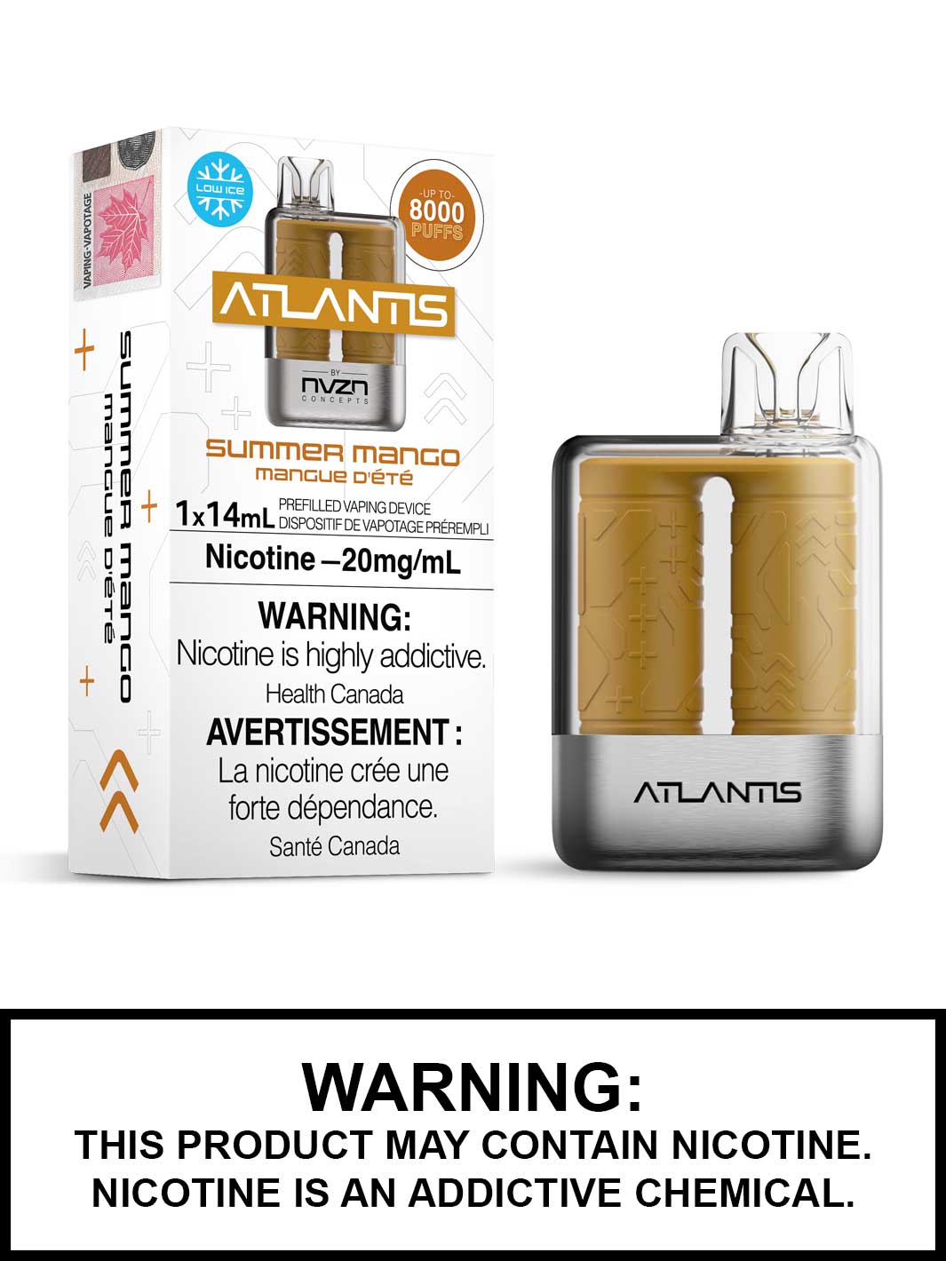 Summer Mango Atlantis NVZN Disposable Vape, 8000 Puffs, Vape360 Canada