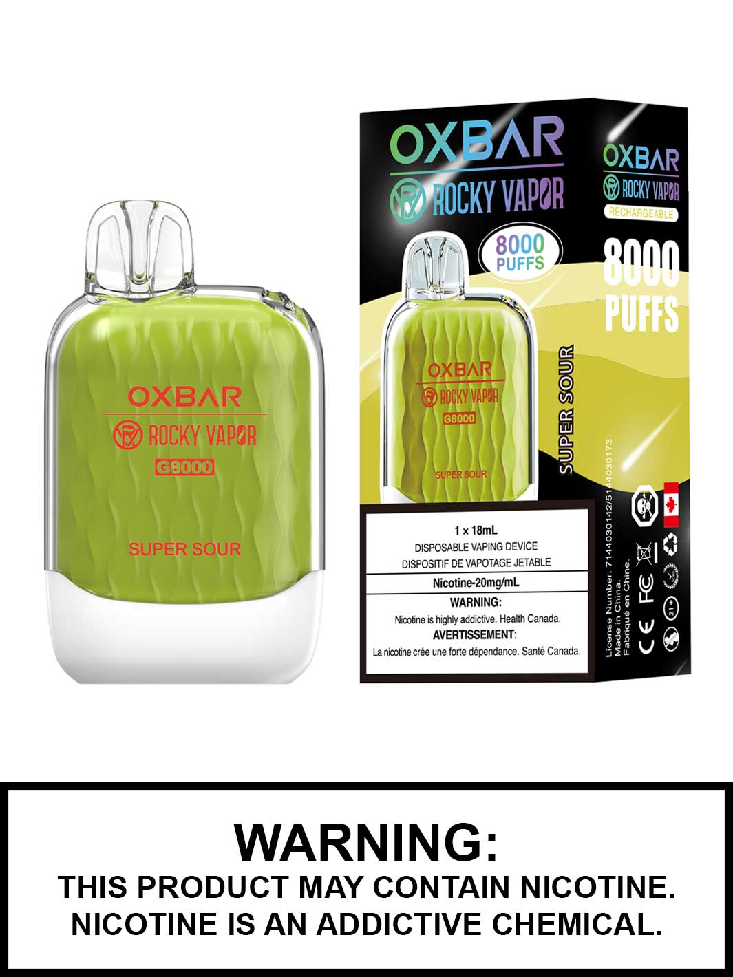 Super Sour Oxbar Disposable Vape, Oxbar G8000 Vape, Oxbar x Rocky Vapor, Vape360 Canada