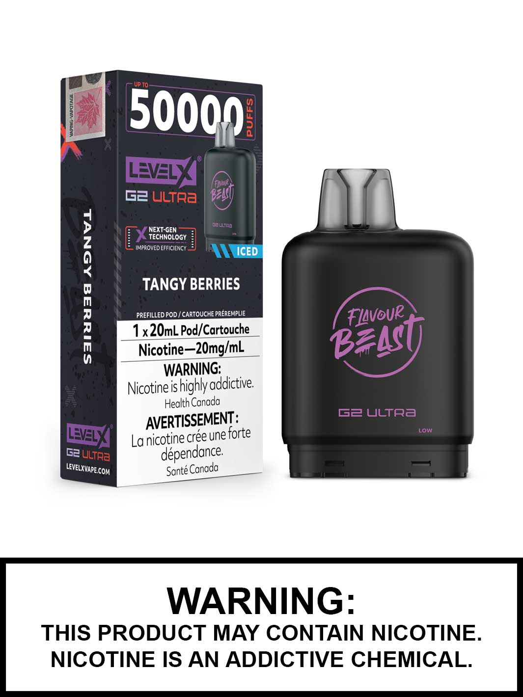 Tangy Berries Iced Level X G2 Ultra Pods, Level X Vape, Flavour Beast Flavours, Vape360 Canada