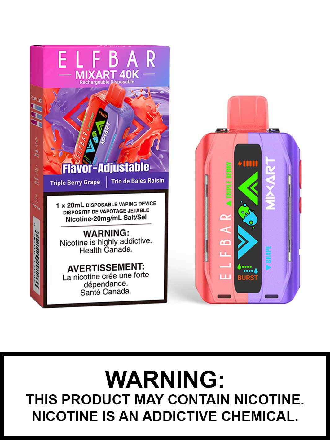 Triple Berry Grape Elf Bar Mixart 40K Disposable Vape, Elf Bar Vape, Vape360 Canada