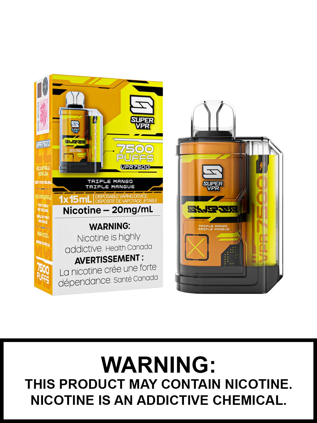 Triple Mango Super VPR 7500 disposable vape, VPR 7500, Super VPR disposable vapes, Vape360 Canada