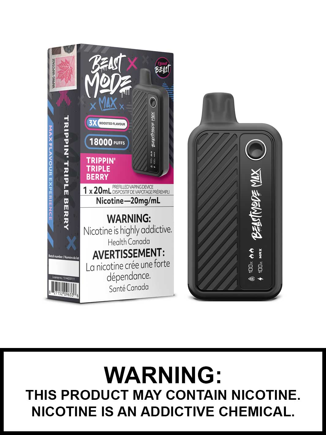 Trippin Triple Berry Flavour Beast Beast Mode Max Disposable Vape, Vape360 Canada