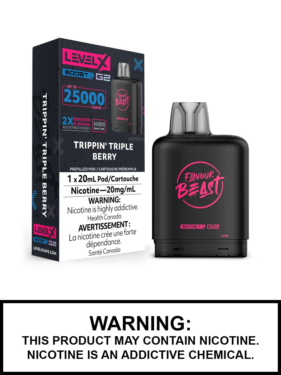 Trippin Triple Berry Flavour Beast Level X Boost G2 Pods, 20mL Trippin Triple Berry Flavour Beast Level X Boost G2 Pods, 20mL