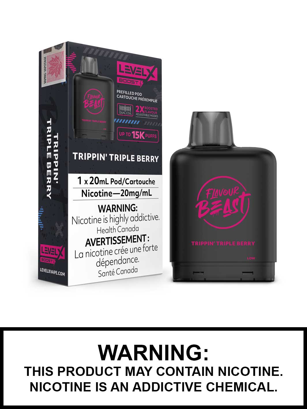 Trippin Triple Berry Flavour Beast Level X Boost G2 Pods, 20mL Trippin Triple Berry Flavour Beast Level X Boost G2 Pods, 20mL