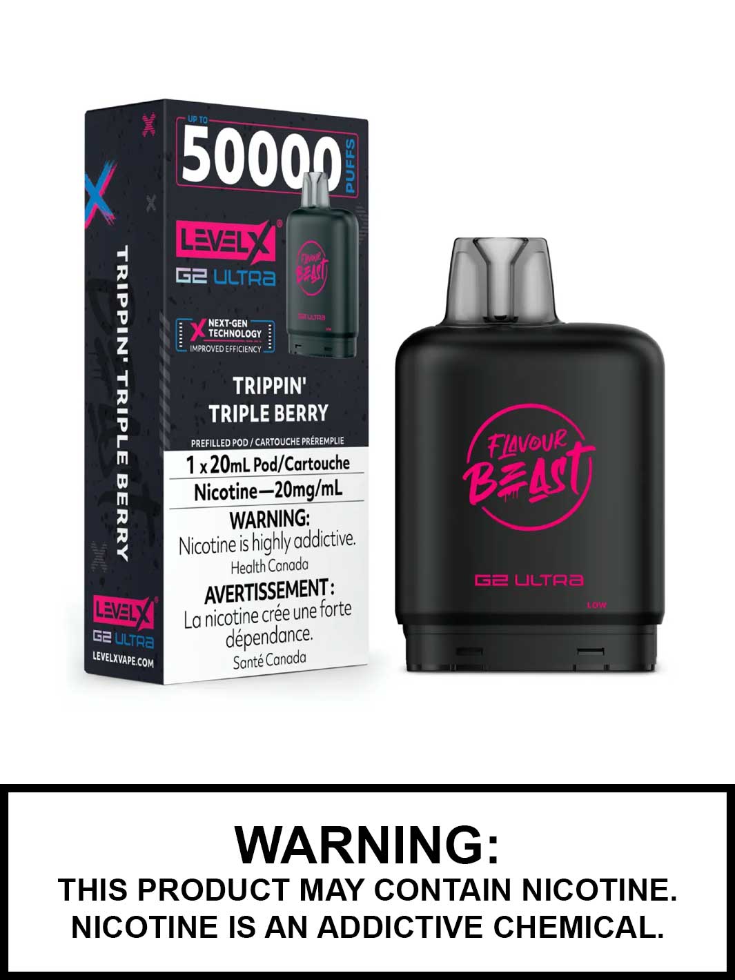 Trippin Triple Berry Level X G2 Ultra Pods, Level X Vape, Flavour Beast Flavours, Vape360 Canada