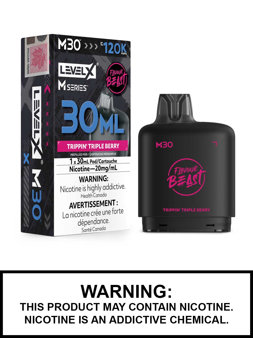 Trippin Triple Berry Level X M Series Pods, M30 Pod 120K Puffs