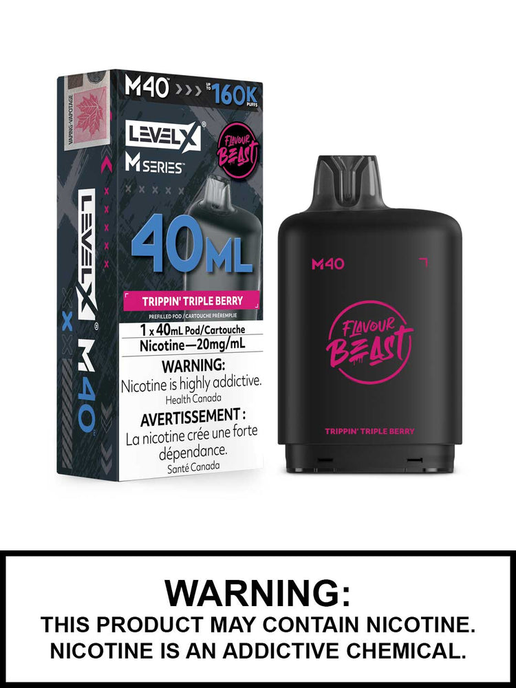 Trippin Triple Berry Level X M Series Pods, M40 Pod 160K Puffs