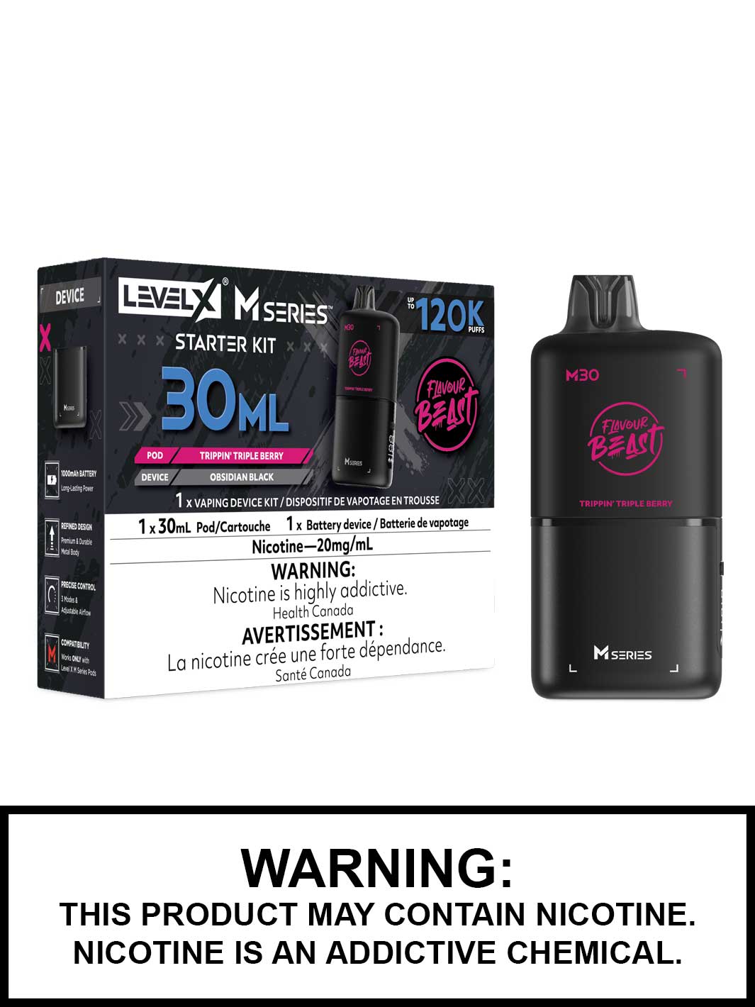 Trippin Triple Berry Level X M Series Starter Kit, M30 120K Puffs