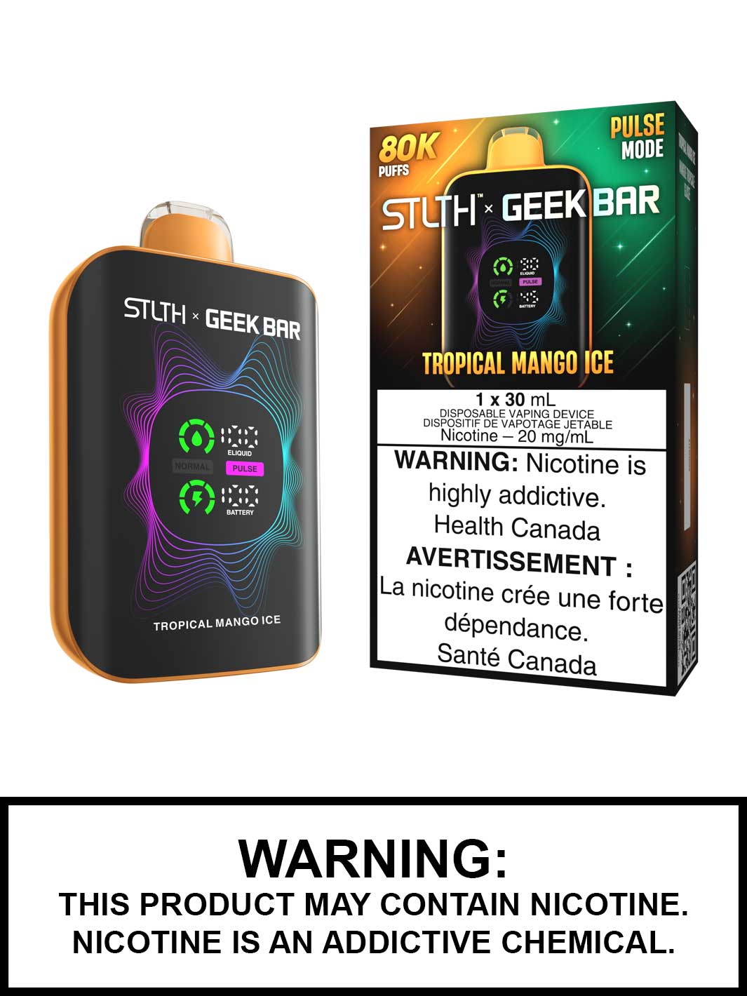 Tropical Mango Ice STLTH x Geek Bar Disposable Vape, Geek Bar Pulse Canada, Vape360