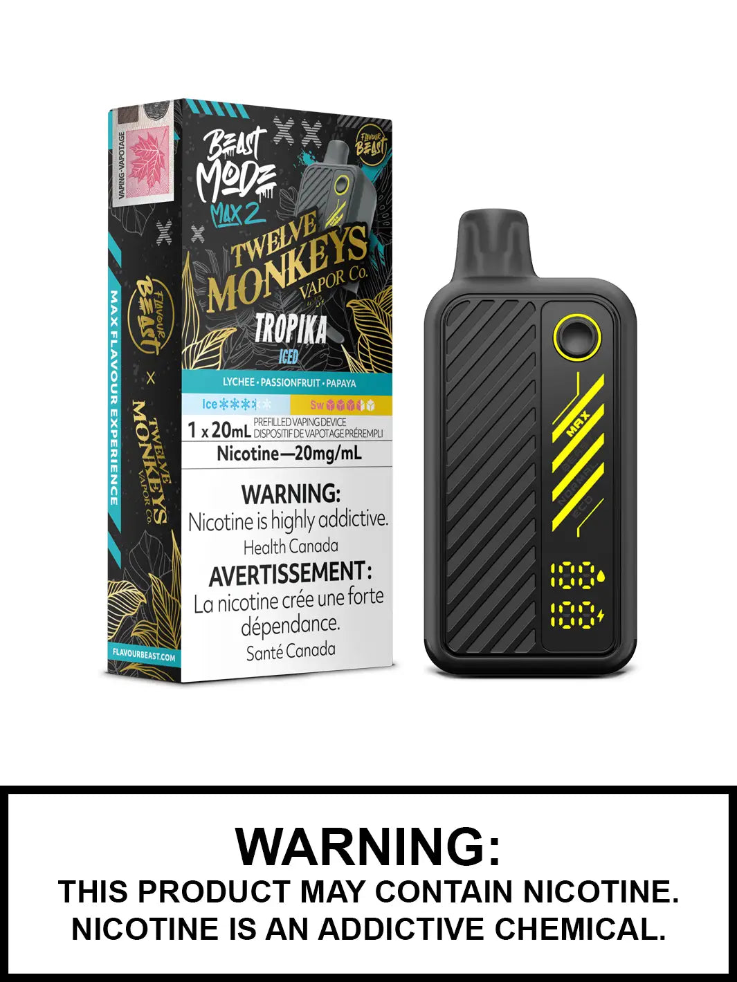 Tropika Iced disposable vape – Twelve Monkeys x Flavour Beast Beast Mode Max 2, 50,000 puffs