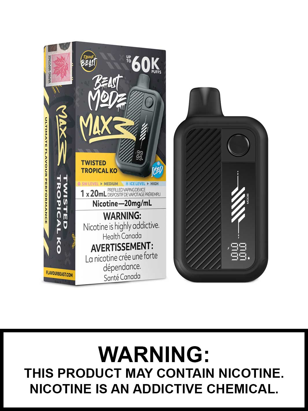 Twisted Tropical KO Iced Flavour Beast Beast Mode Max 3 Disposable Vape, 60K Puffs