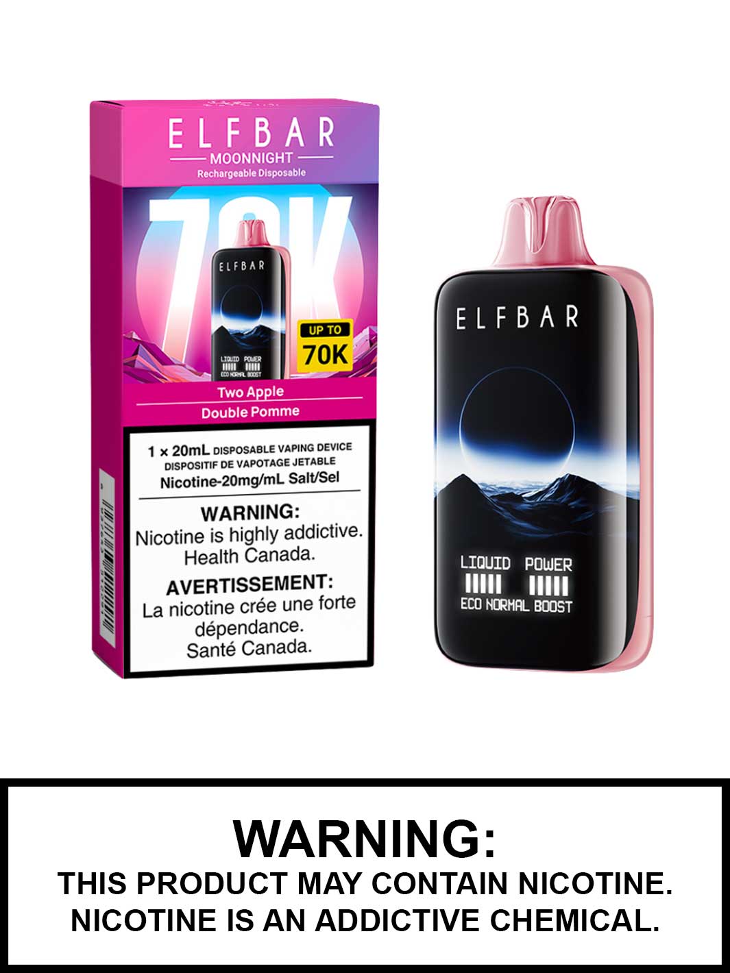 Two Apple Elf Bar MoonNight 70K Disposable Vape, Elf Bar Vape, Vape360 Canada