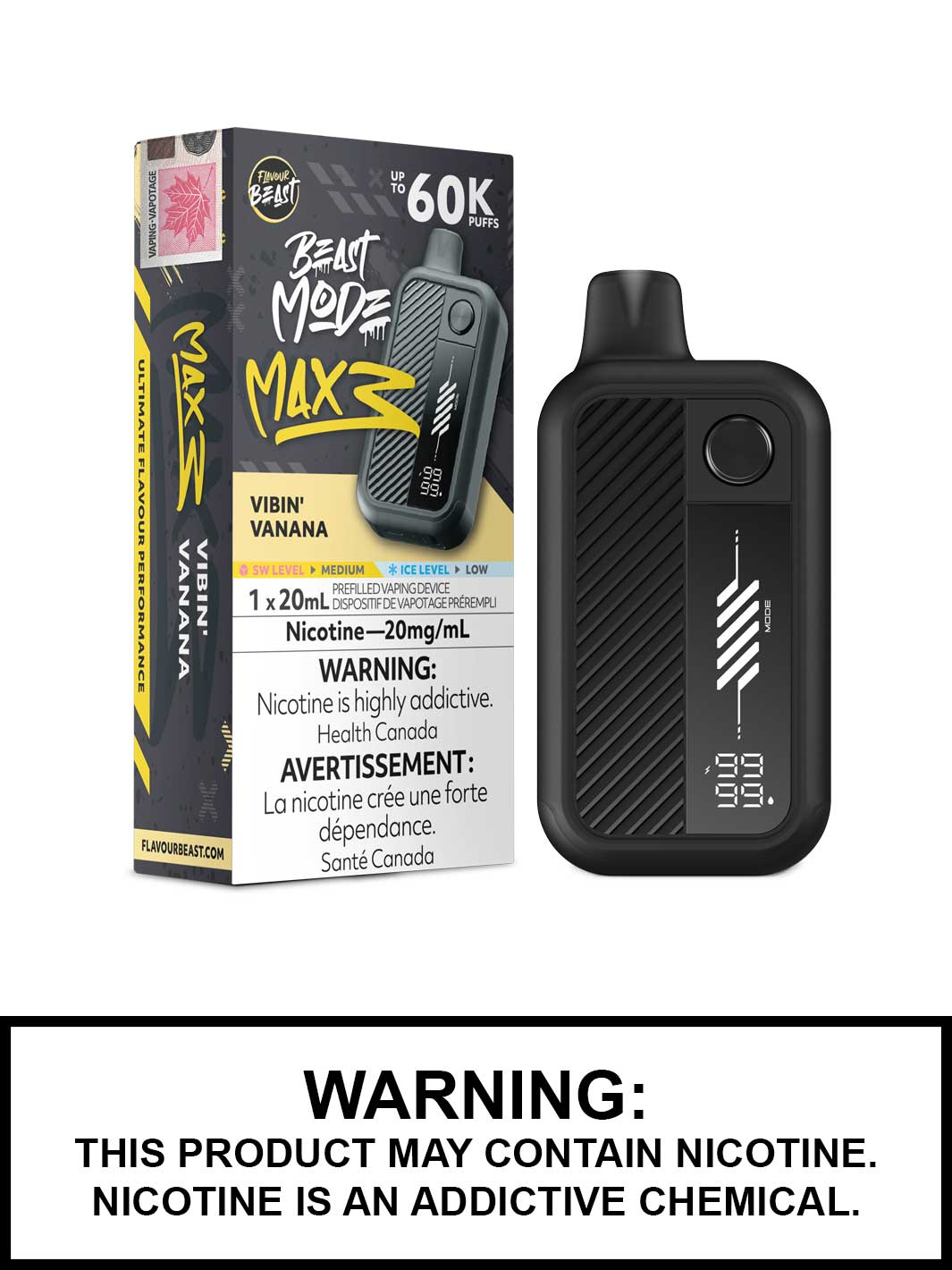 Vibin Vanana Flavour Beast Beast Mode Max 3 60K Disposable Vape, Beast Vape