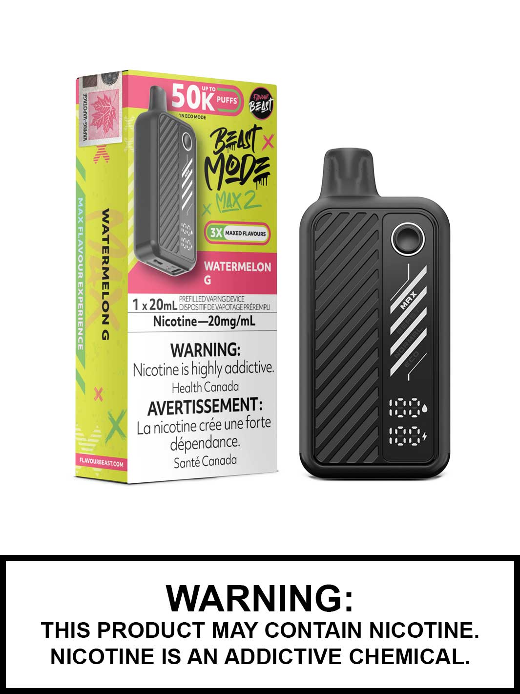 Watermelon G Flavour Beast Beast Mode Max 2 Disposable Vape, Flavour Beast Vape, Vape360 Canada