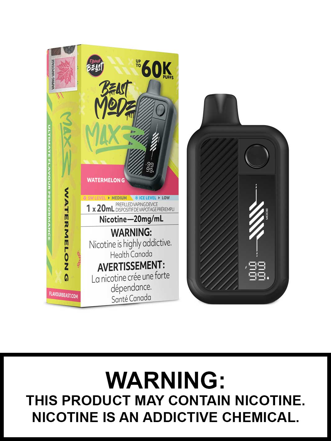 Watermelon G Flavour Beast Beast Mode Max 3 60K Disposable Vape, Beast Vape