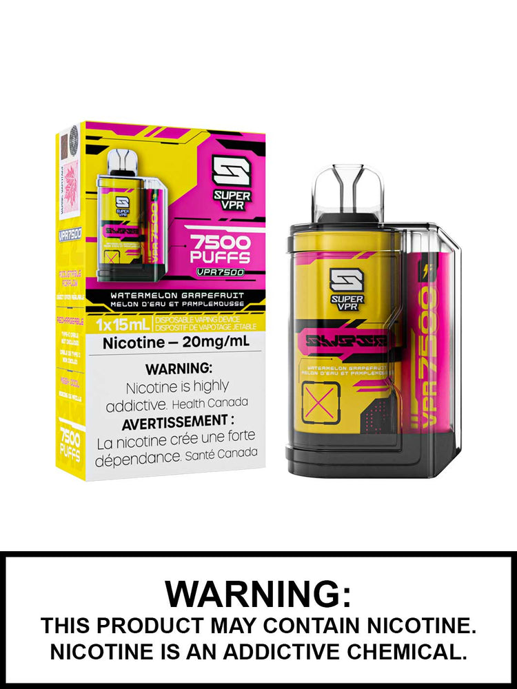 Watermelon Grapefruit Super VPR 7500 disposable vape, VPR 7500, Super VPR disposable vapes, Vape360 Canada