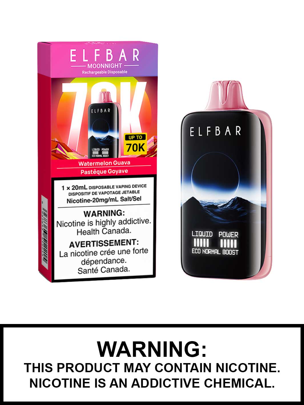 Watermelon Guava Elf Bar MoonNight 70K Disposable Vape, Elf Bar Vape, Vape360 Canada