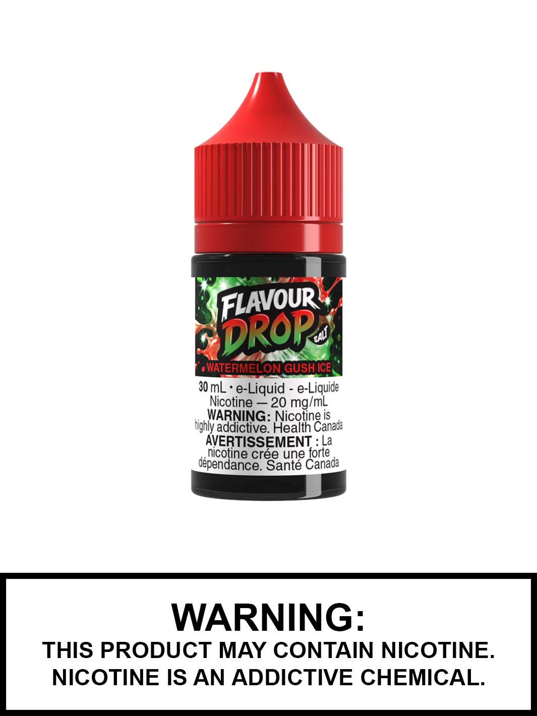 Watermelon Gush Ice Flavour Drop Salt Nic Vape Juice, 30mL Nic Salts