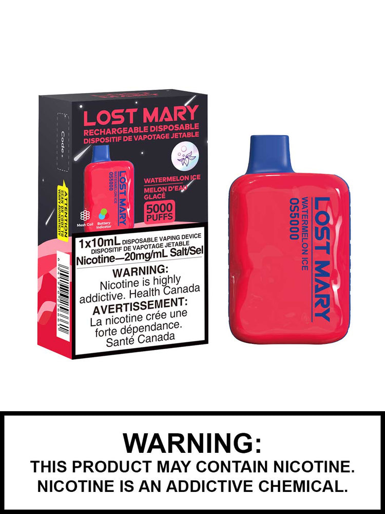 Lost Mary OS5000 Disposable Vape, Lost Mary Vape, Watermelon Ice Vape Juice, Vape360 Canada
