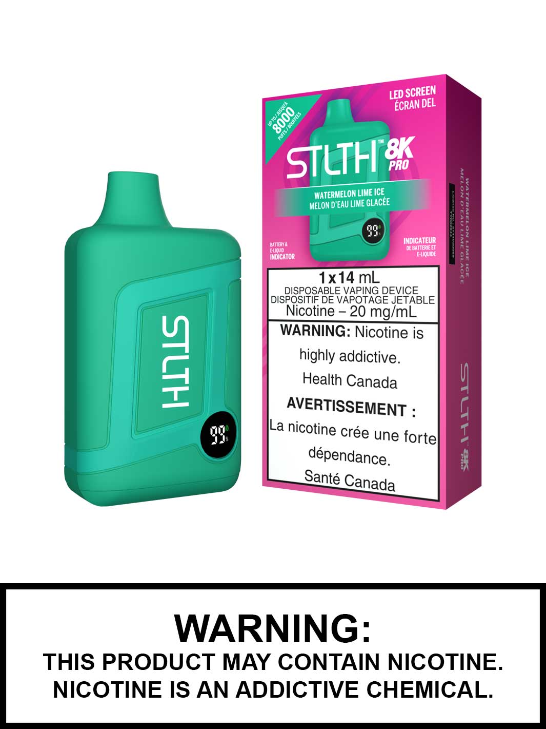 Watermelon Lime Ice STLTH 8K Pro Disposable Vape, STLTH 8000 Pro, Vape360 Canada