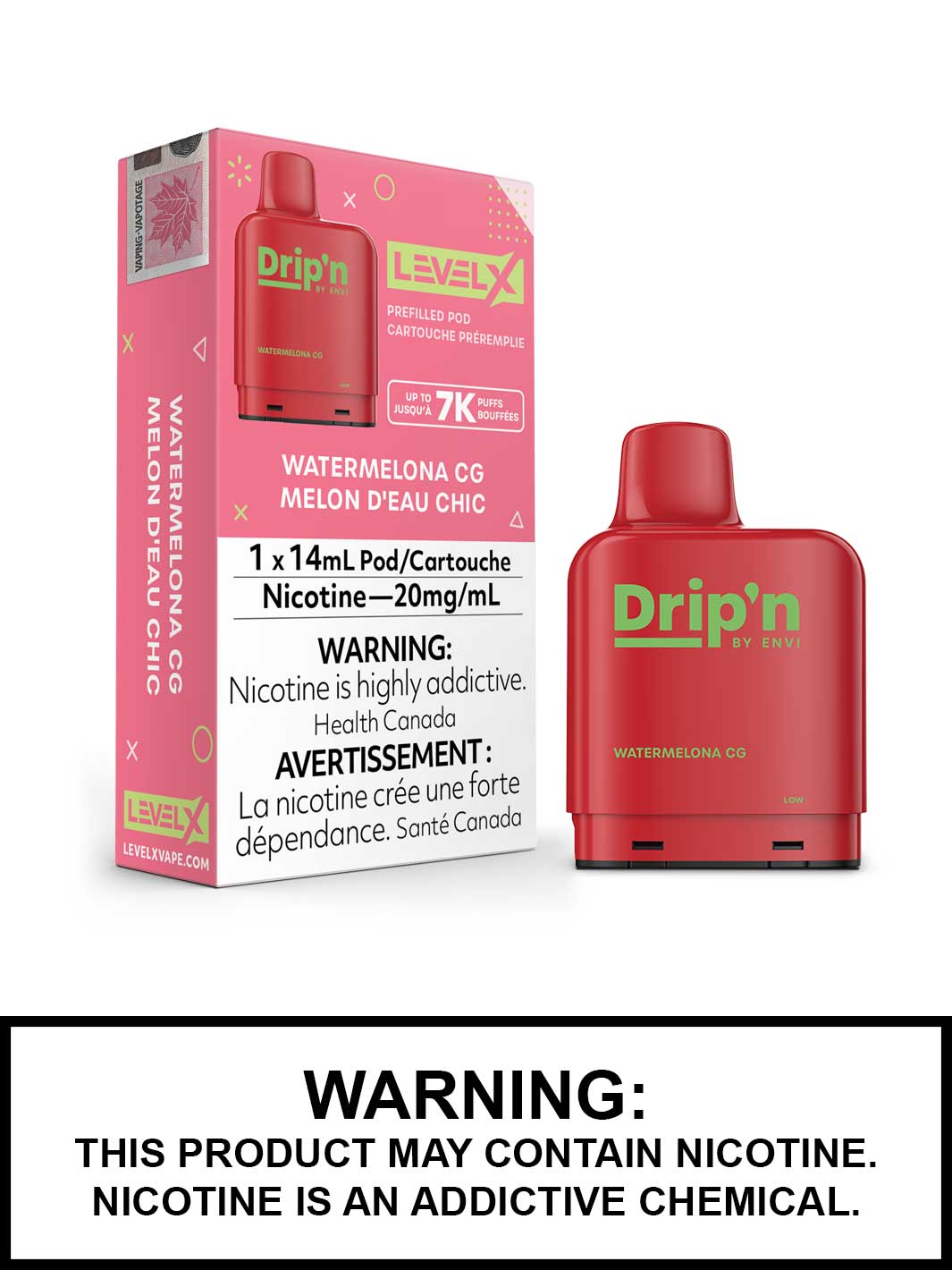 Watermelona CG Drip'n Level X Pods, Drip'n Vape Pods, Vape360 Canada